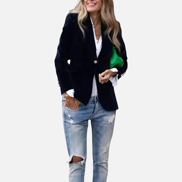 Damen Blazer Samt Regular Fit Elegant Business Freizeit