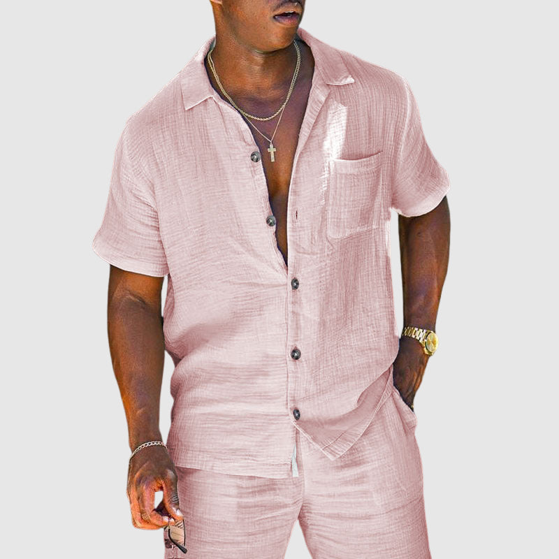 Herren Set aus kurzärmligem Hemd und Shorts im lässigen Sommerstil