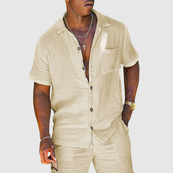 Herren Set aus kurzärmligem Hemd und Shorts im lässigen Sommerstil