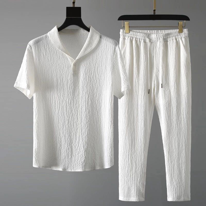 Herren Sommer Set Relaxed Fit Freizeit Hemd & Hose