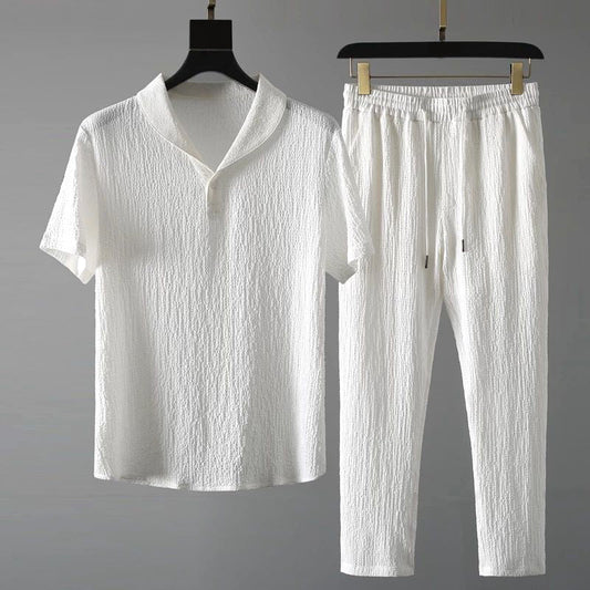 Herren Sommer Set Relaxed Fit Freizeit Hemd & Hose