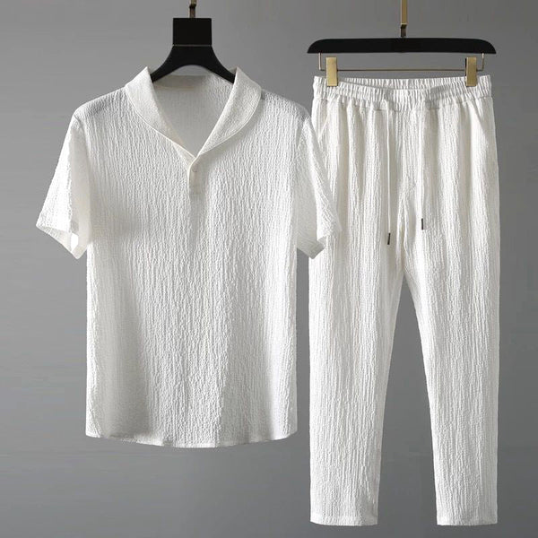 Herren Sommer Set Relaxed Fit Freizeit Hemd & Hose