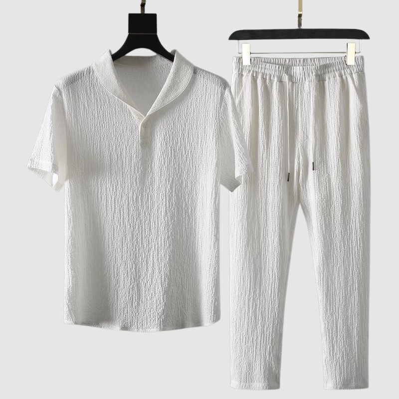 Herren Sommer Set Relaxed Fit Freizeit Hemd & Hose