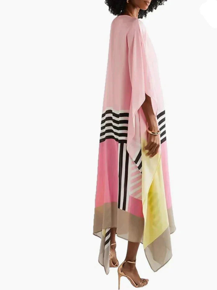 Damen Kaftan Pink Gestreift Sommer Elegant