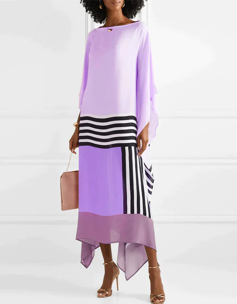 Damen Kaftan Pink Gestreift Sommer Elegant