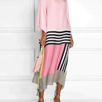 Damen Kaftan Pink Gestreift Sommer Elegant