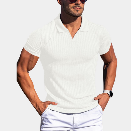 Atmungsaktives Herren-Poloshirt im figurbetonten Rippdesign für den Sommer
