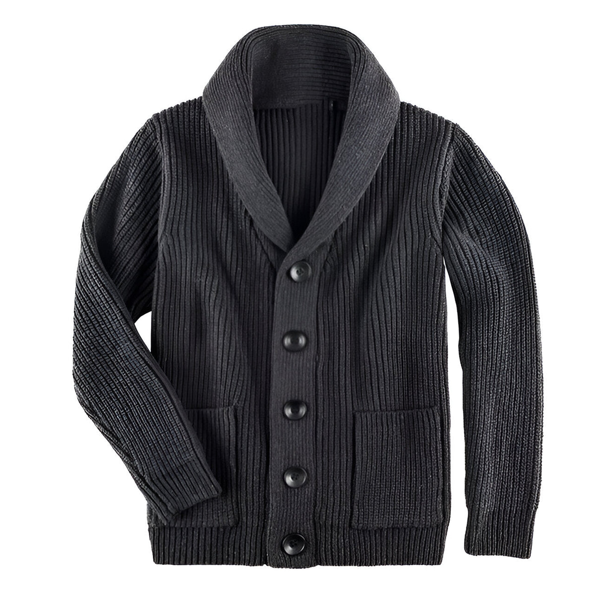 Herren Cardigan Regular Fit Rippstrick mit Schalkragen Freizeit