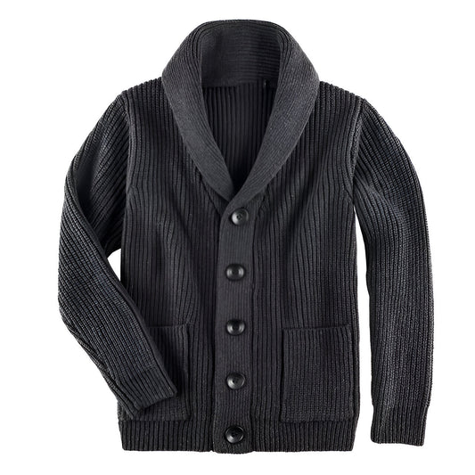 Herren Cardigan Regular Fit Rippstrick mit Schalkragen Freizeit