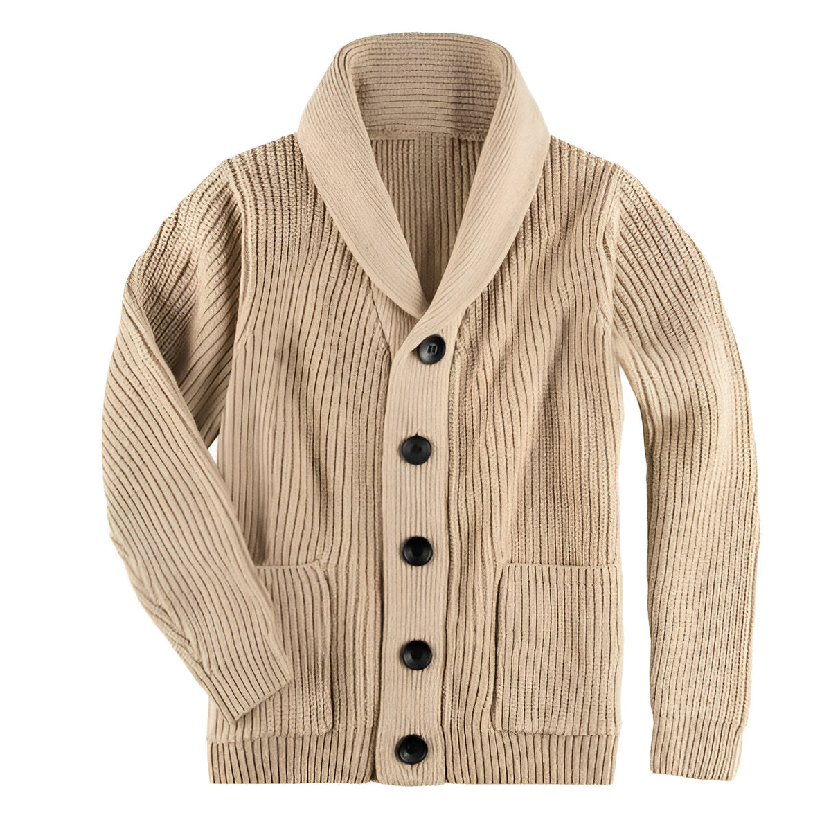 Herren Cardigan Regular Fit Rippstrick mit Schalkragen Freizeit