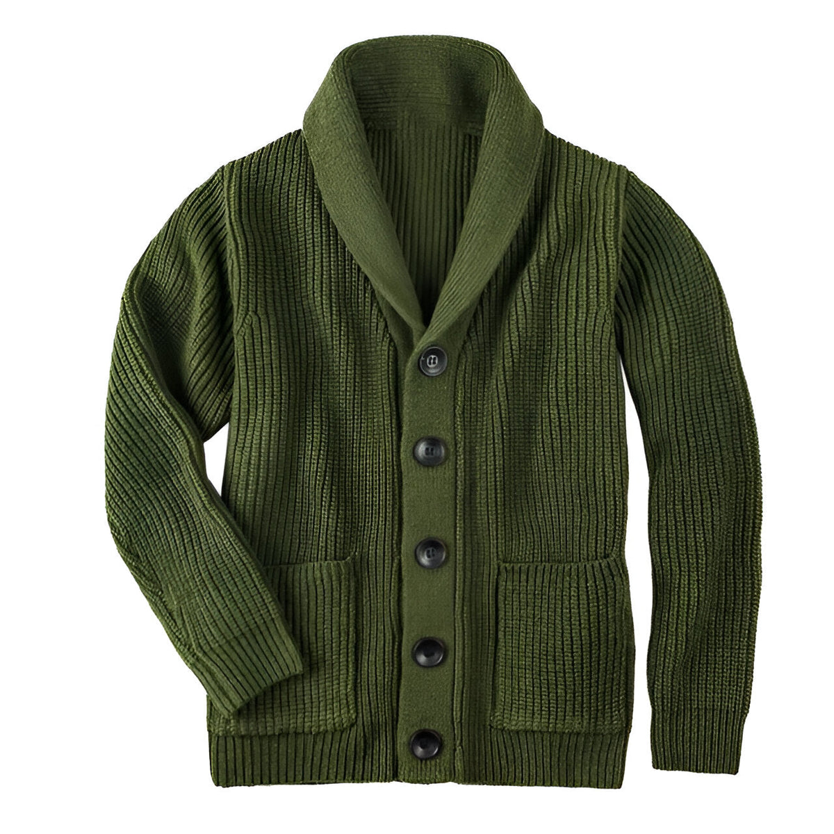 Herren Cardigan Regular Fit Rippstrick mit Schalkragen Freizeit