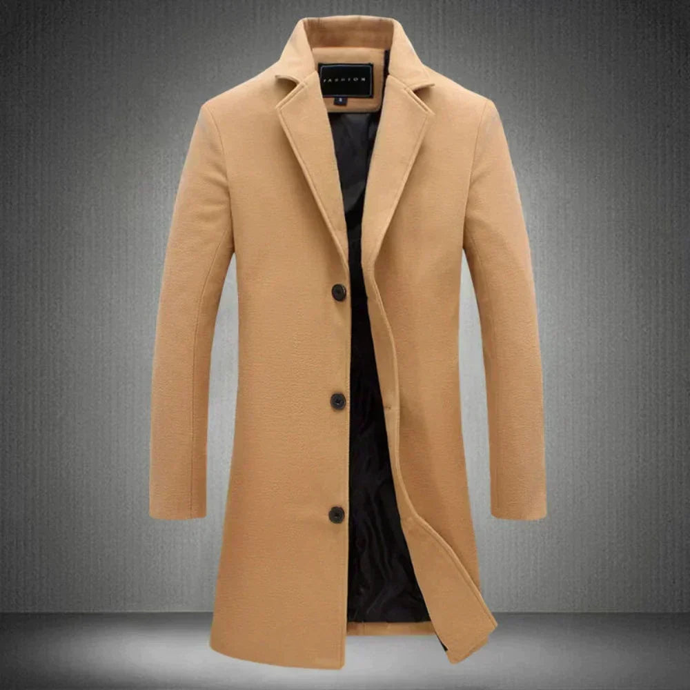 Herren Wollmantel Einreihig Regular Fit Business Winter