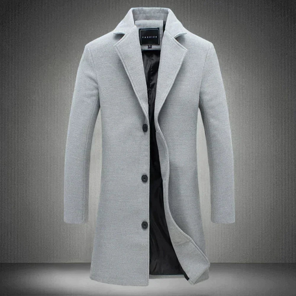 Herren Wollmantel Einreihig Regular Fit Business Winter