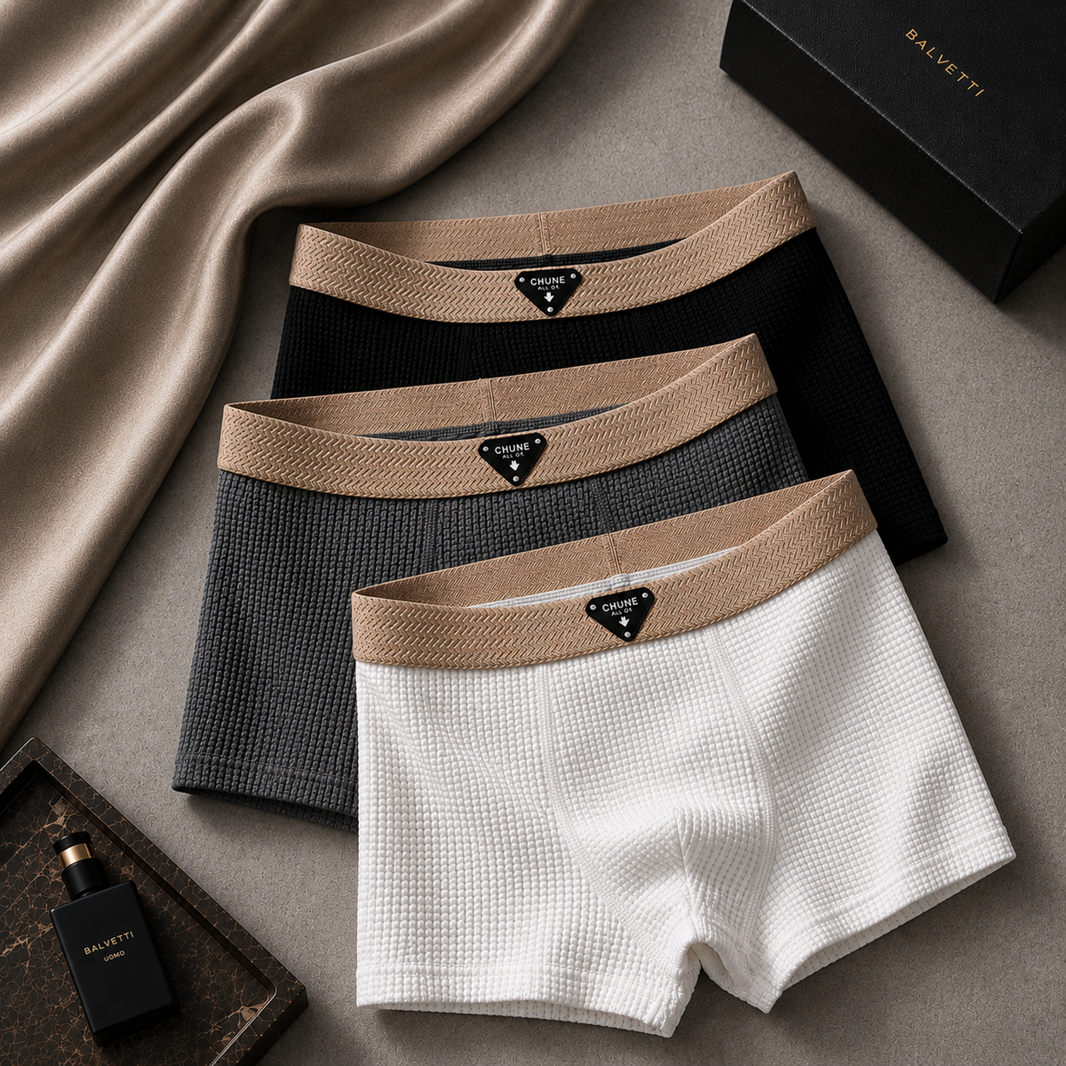Boxershorts Herren Regular Fit Freizeit Waffelstrick
