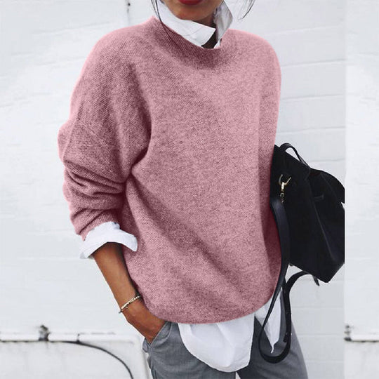Damen Pullover Wolloptik Regular Fit Freizeit Basic
