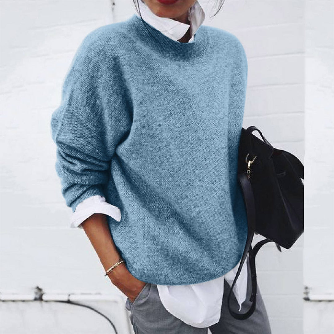 Damen Pullover Wolloptik Regular Fit Freizeit Basic