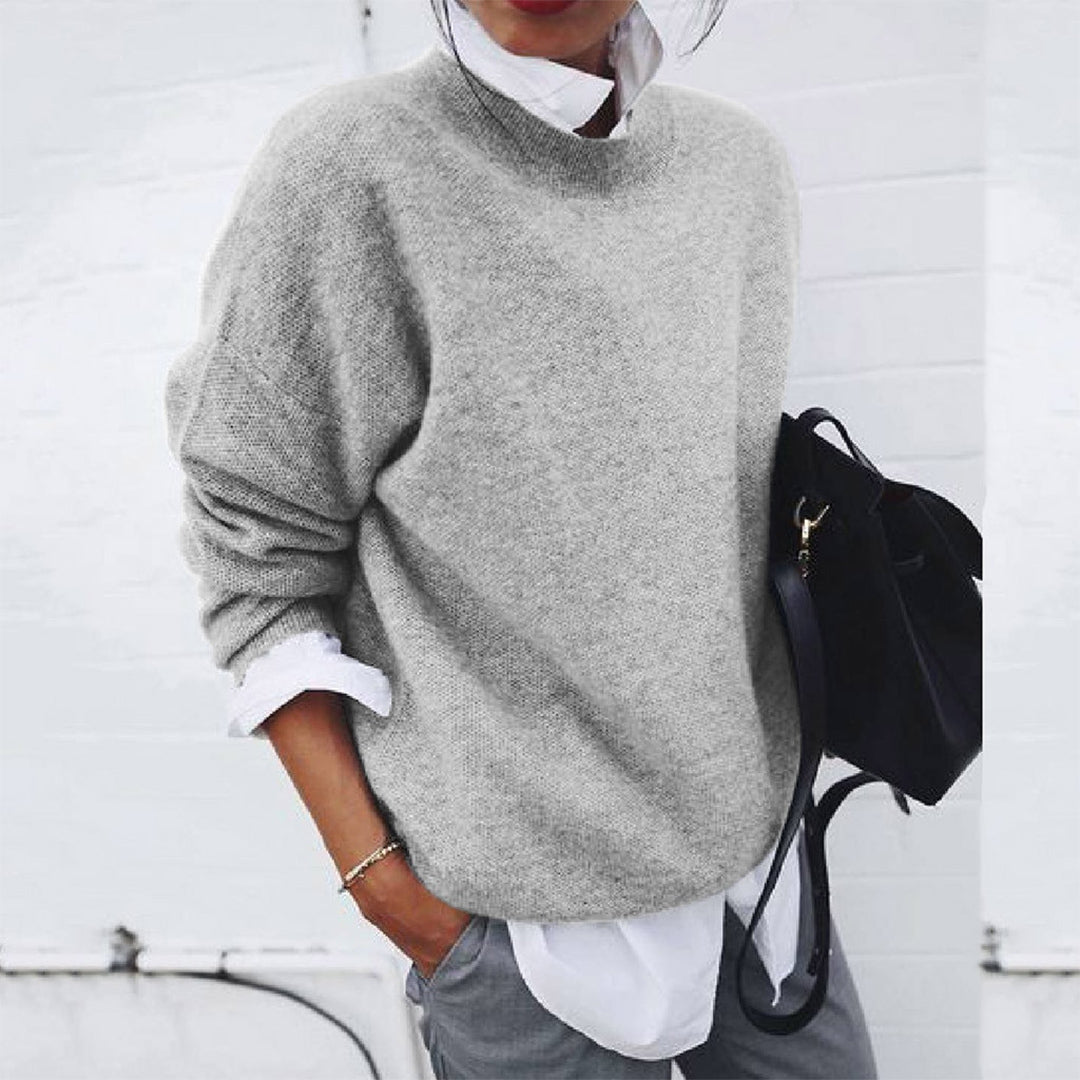 Damen Pullover Wolloptik Regular Fit Freizeit Basic