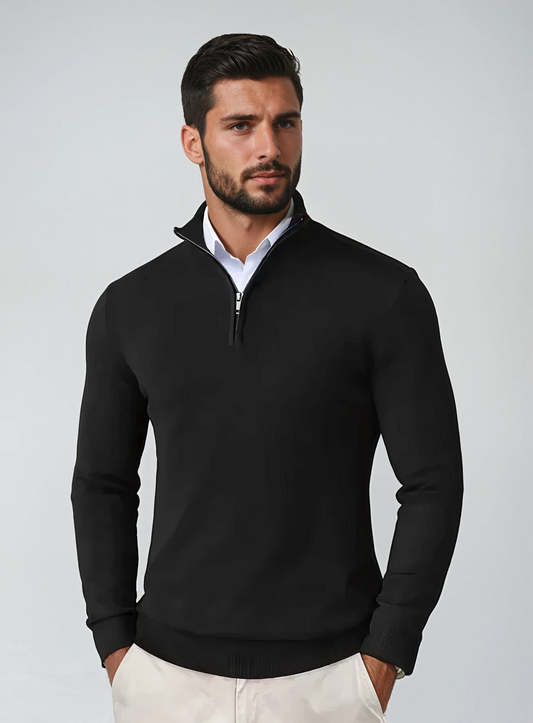 Herren Slim Fit Quarter-Zip Pullover Smart Casual