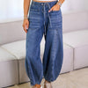 Damen Baggy Jeans Oversize Casual mit weitem Bein und Kordelzug
