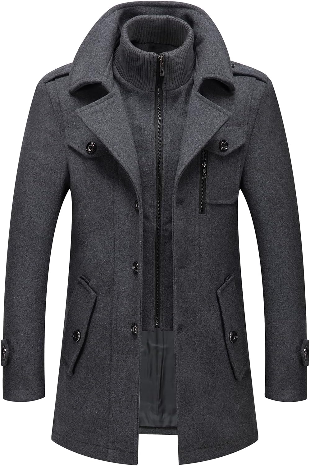 Doppelkragenmantel Herren Regular Fit Winter Freizeit