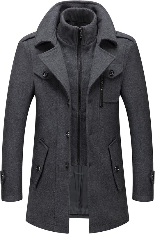 Doppelkragenmantel Herren Regular Fit Winter Freizeit
