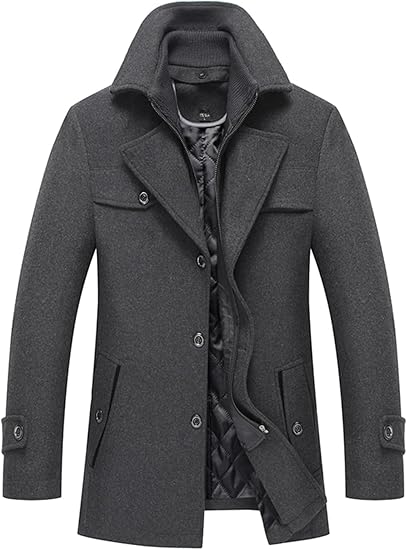 Doppelkragenmantel Herren Regular Fit Winter Freizeit