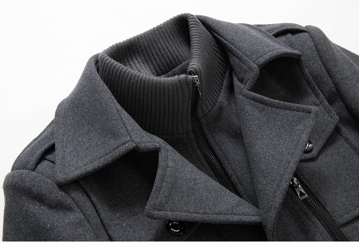 Doppelkragenmantel Herren Regular Fit Winter Freizeit