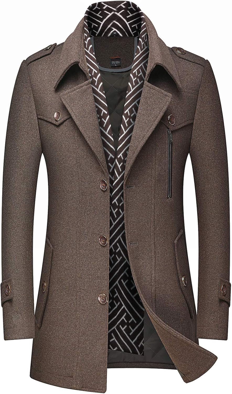 Doppelkragenmantel Herren Regular Fit Winter Freizeit