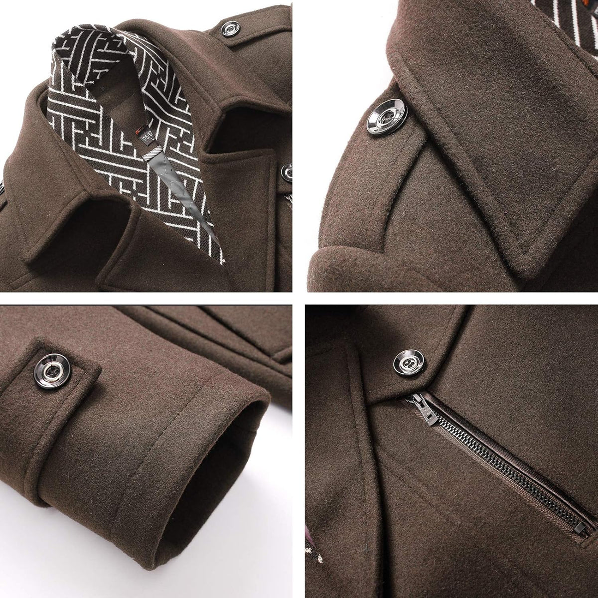 Doppelkragenmantel Herren Regular Fit Winter Freizeit