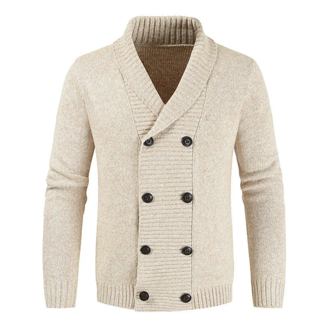 Herren Cardigan Regular Fit Doppelreihig mit Schalkragen Freizeit