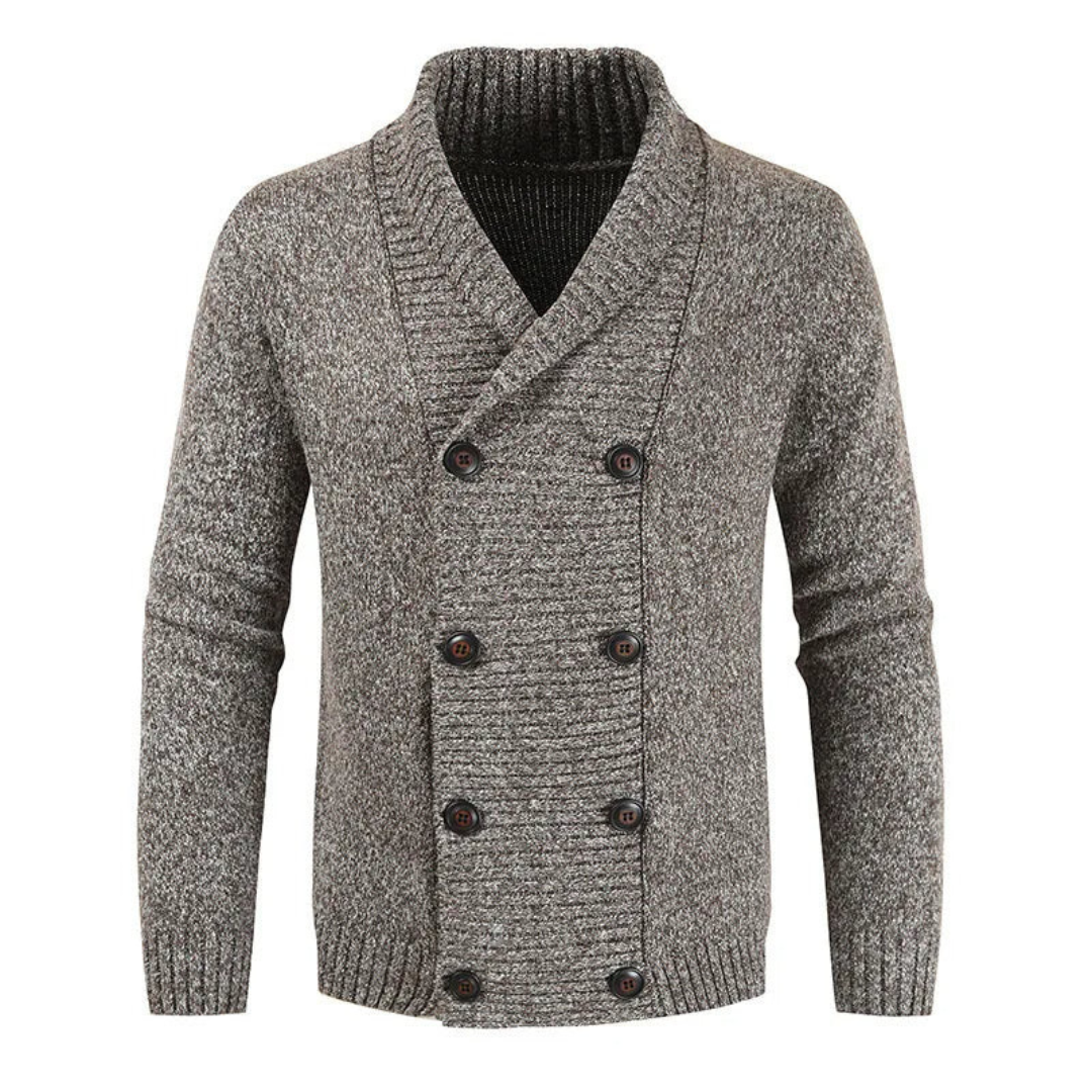 Herren Cardigan Regular Fit Doppelreihig mit Schalkragen Freizeit
