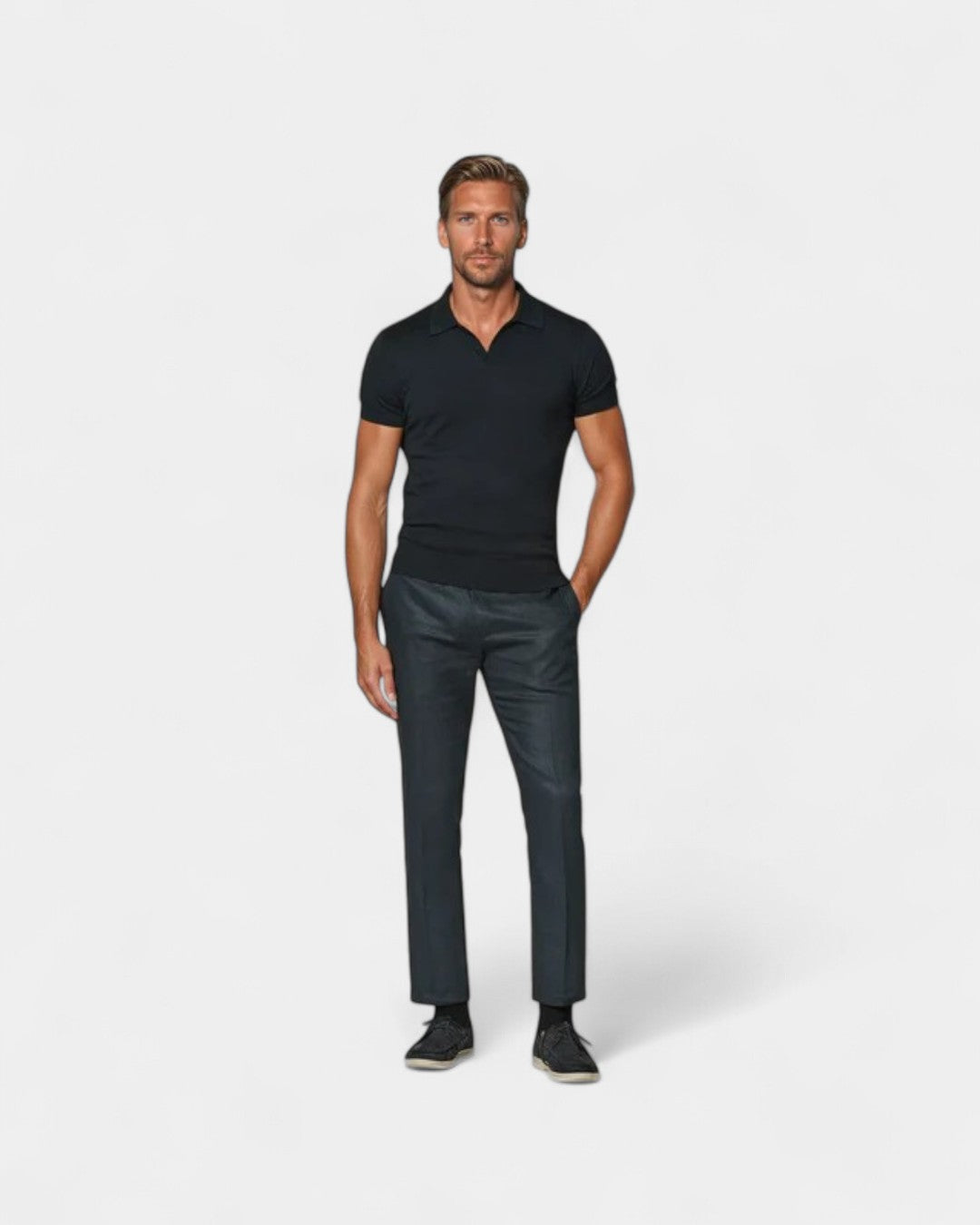 Strick-Poloshirt Herren Slim Fit Freizeit Sommer