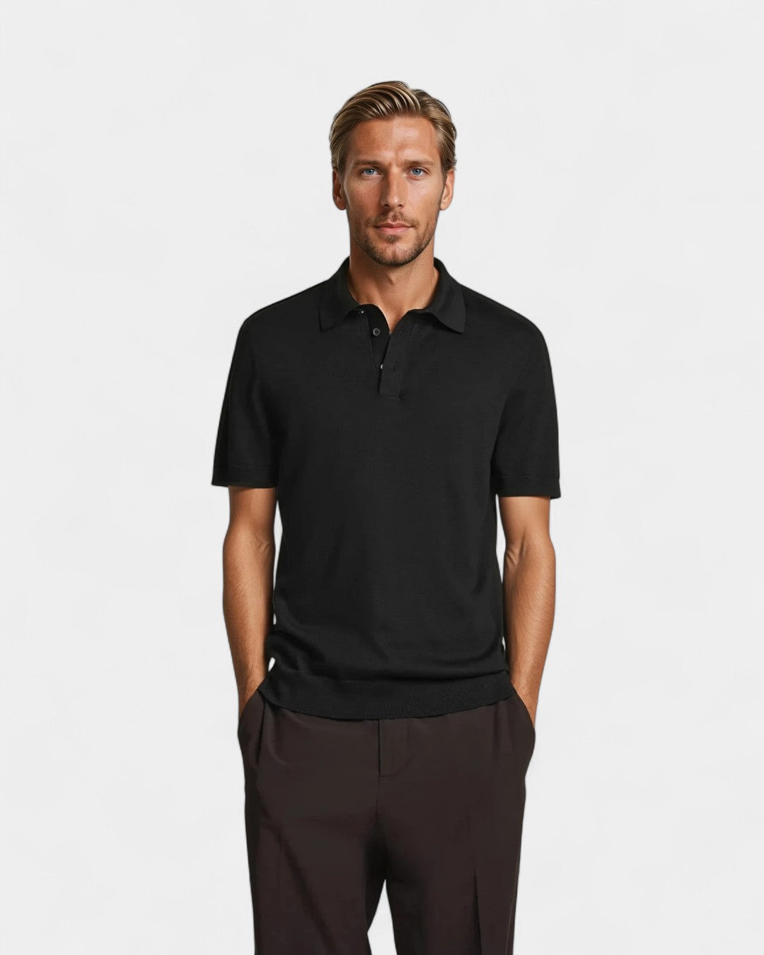 Strick-Poloshirt Herren Slim Fit Freizeit Mehrjahreszeit