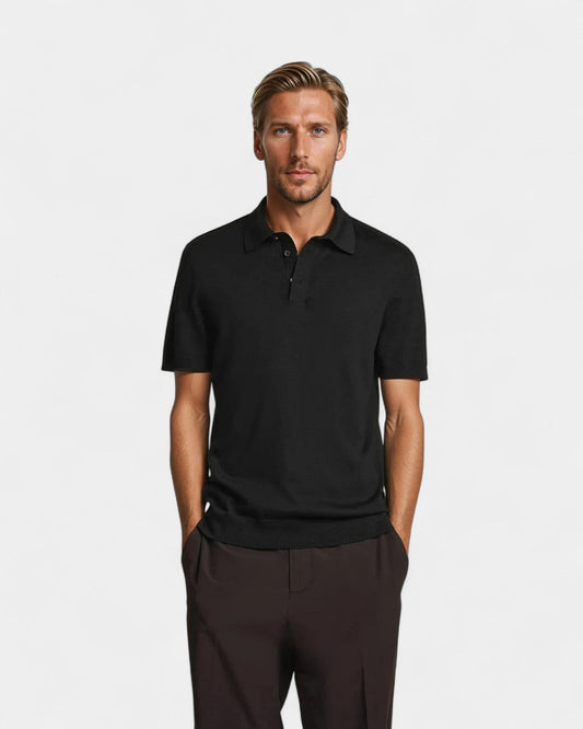 Strick-Poloshirt Herren Slim Fit Freizeit Mehrjahreszeit