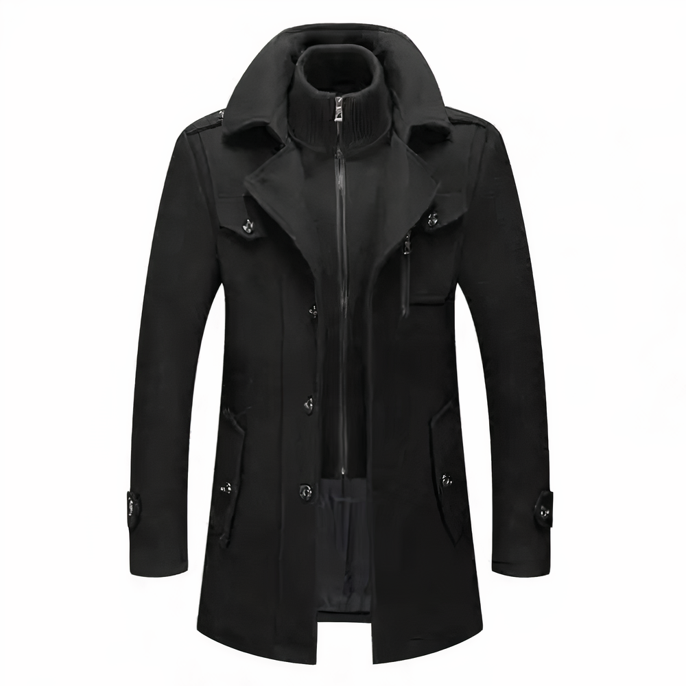 Herren Doppelkragenmantel Slim Fit Business Wollmischung