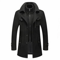 Herren Doppelkragenmantel Slim Fit Business Wollmischung