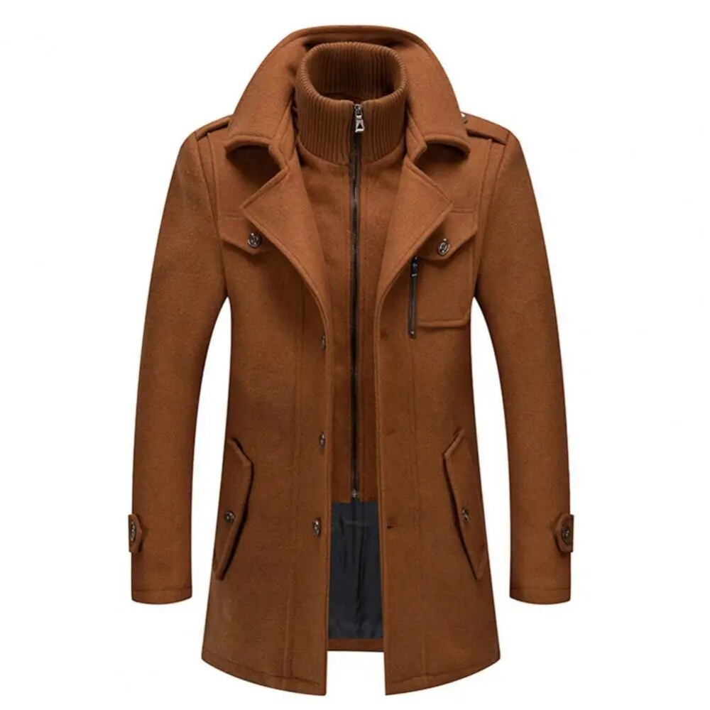 Herren Doppelkragenmantel Slim Fit Business Wollmischung