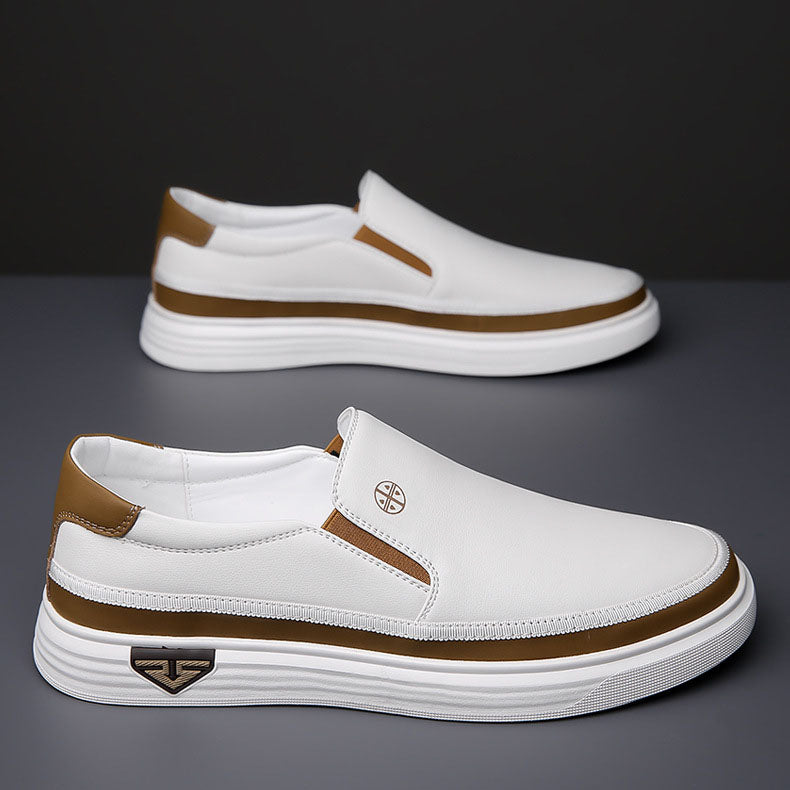 Herren Slipper Leder Elastische Seiten Freizeit Minimalistisch