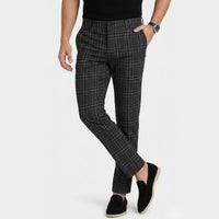 Herren Karierte Hose Slim Fit Smart Casual Büro