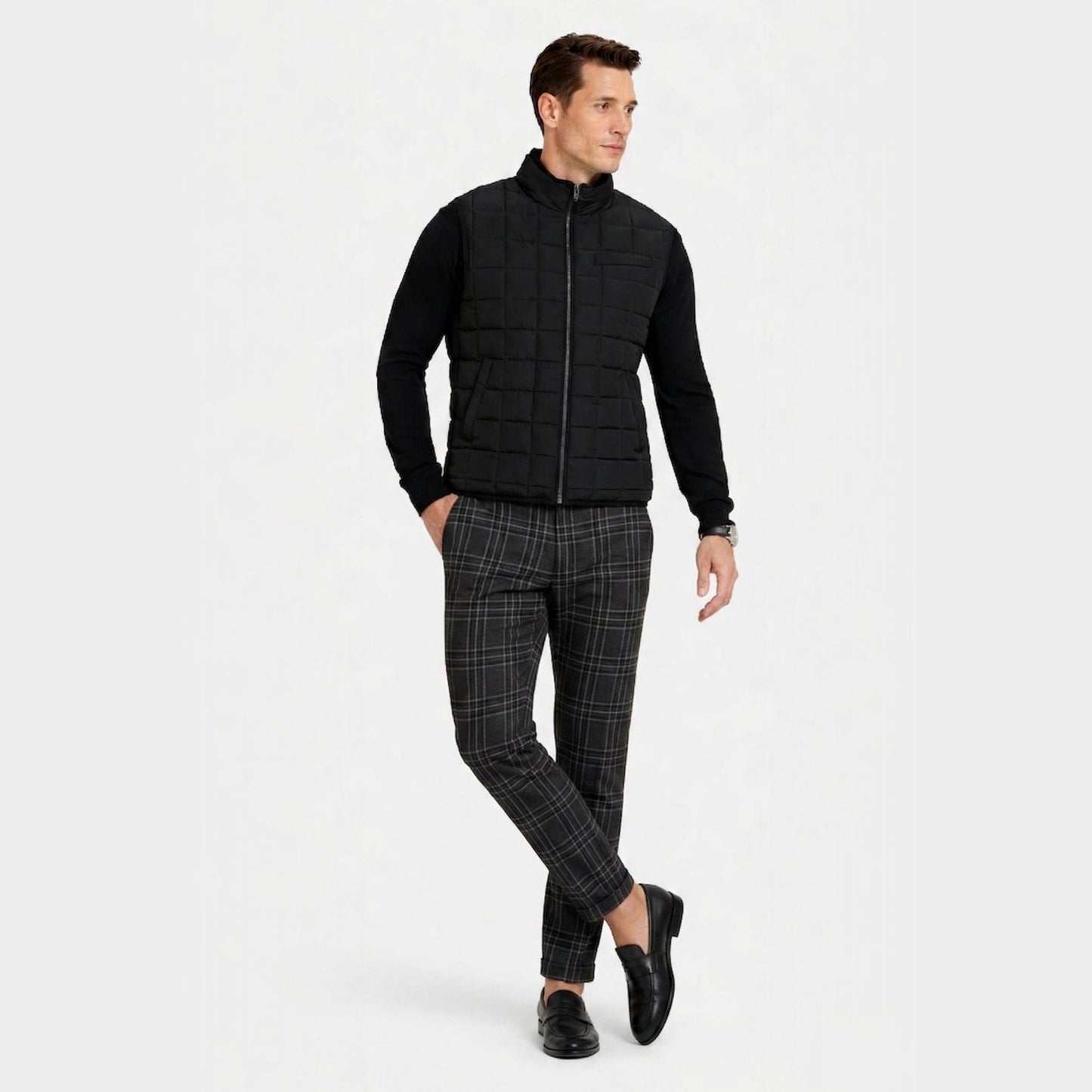 Herren Karierte Hose Slim Fit Smart Casual Büro