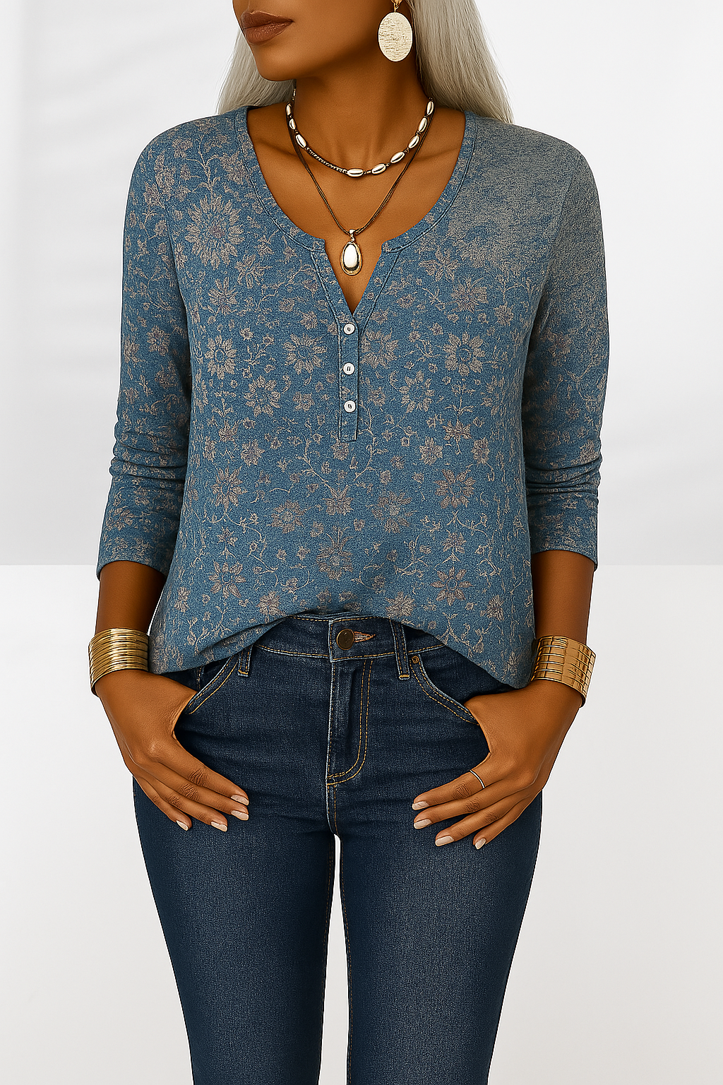 Bluse Damen | Florales Design & Lockere Passform