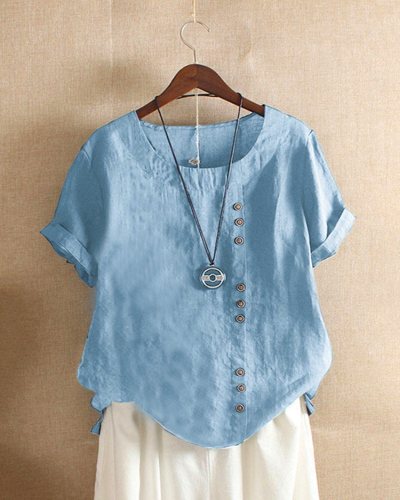 Damen Oversize Bluse Casual mit asymmetrischem Saum und lockerem Schnitt