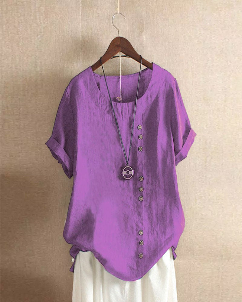 Damen Oversize Bluse Casual mit asymmetrischem Saum und lockerem Schnitt