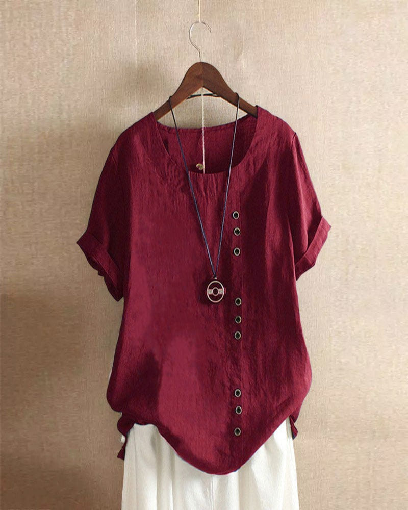Damen Oversize Bluse Casual mit asymmetrischem Saum und lockerem Schnitt