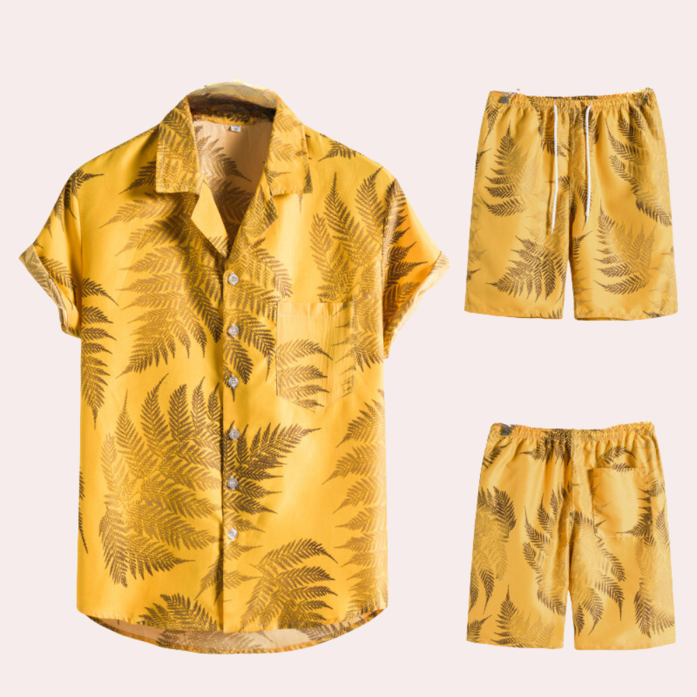 Zweiteiler Herren Leicht Sommer Casual Hawaiian Muster