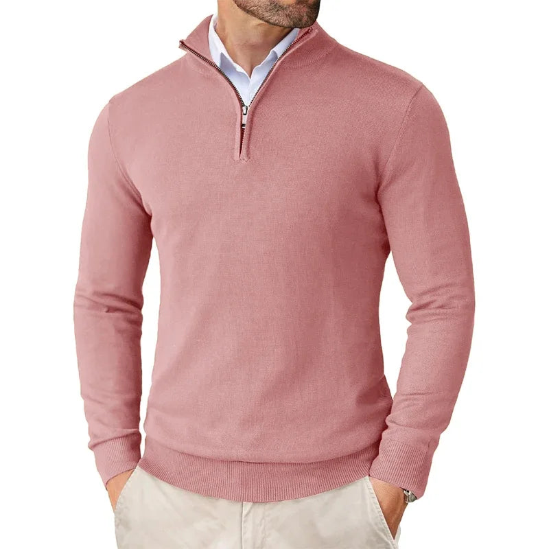 Herren Slim Fit Quarter-Zip Pullover Smart Casual
