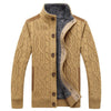 Herren Kabelstrick Cardigan Regular Fit Freizeit mit Stehkragen
