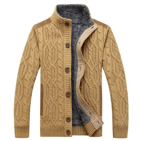 Herren Kabelstrick Cardigan Regular Fit Freizeit mit Stehkragen
