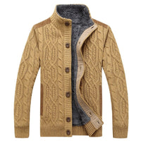Herren Kabelstrick Cardigan Regular Fit Freizeit mit Stehkragen