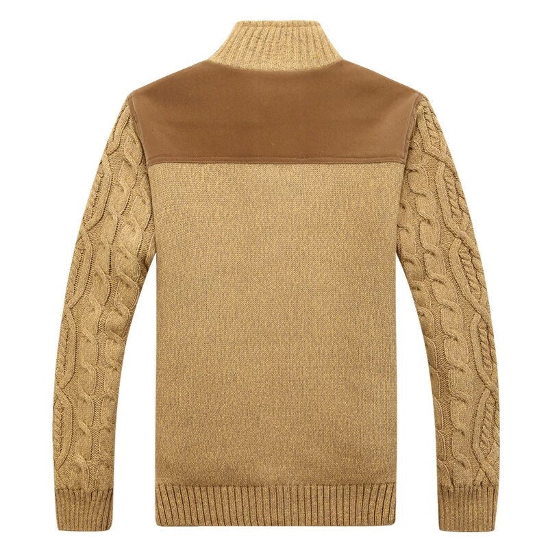 Herren Kabelstrick Cardigan Regular Fit Freizeit mit Stehkragen